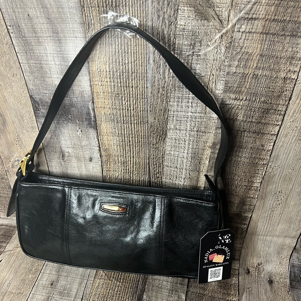 Oroton black leather shoulder handbag - Picture 6 of 15